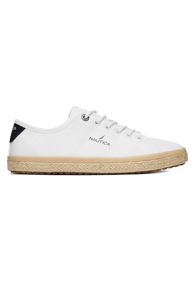 Pantofi dama alb - textil - varf rotund -