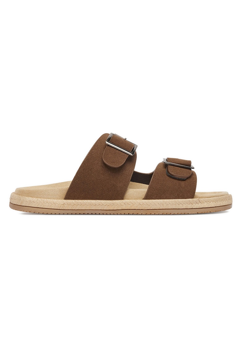 Papuci barbati - textil maro