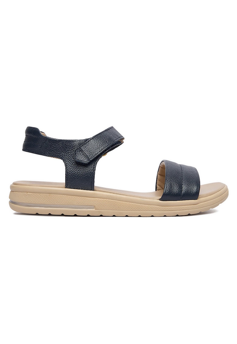 Sandale dama piele naturala - velcro - Bleumarin