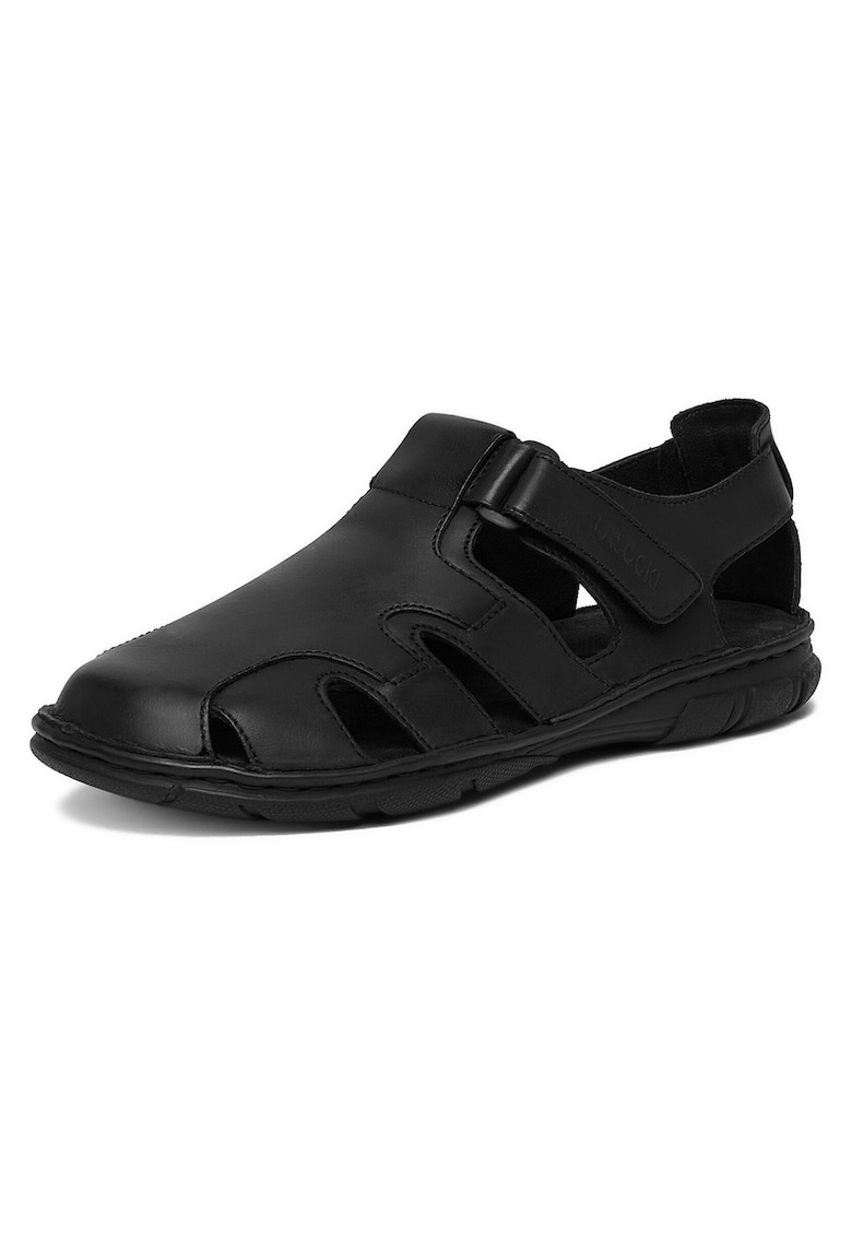 Sandale barbatesti piele naturala - negru - inchidere cu scai - design minimalist