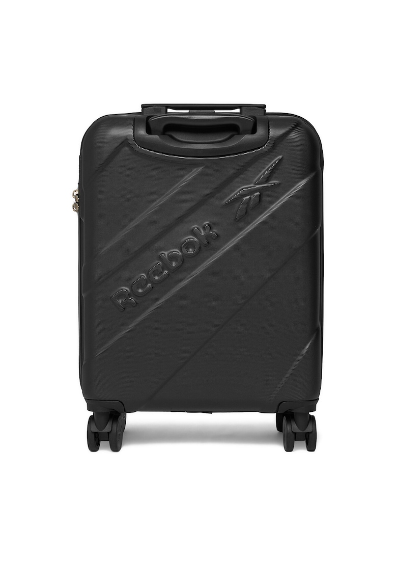 Valiza de cabina/troler - din policarbonat durabil - cu 4 roti duble rotative si maner telescopic - negru - 1 buc