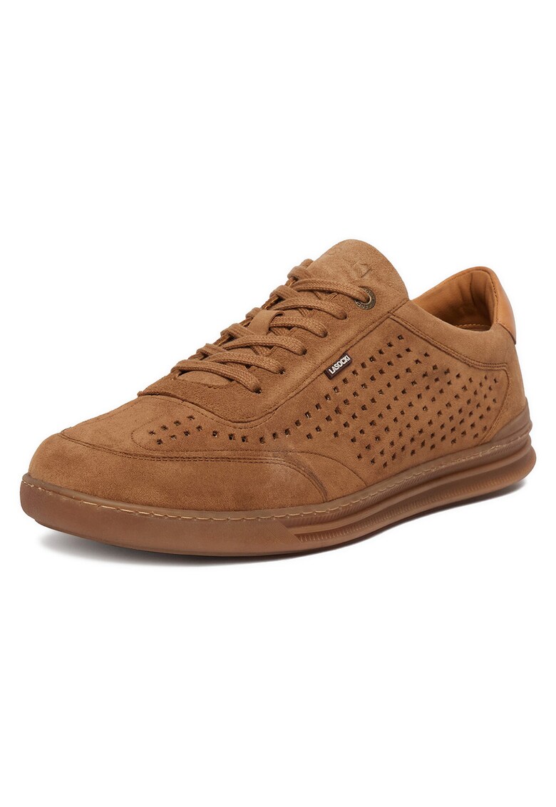 Tenisi barbati bej - piele naturala - elegant si casual - inchidere cu siret