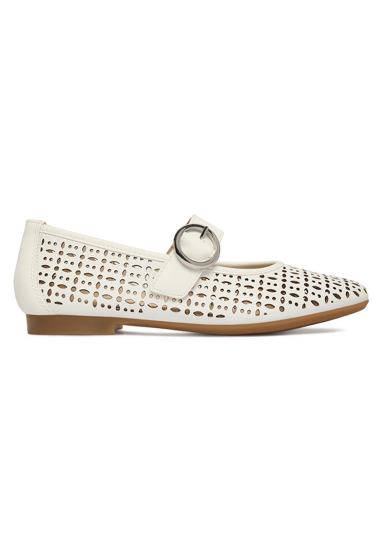 Balerini piele naturala - alb - velcro - Alb