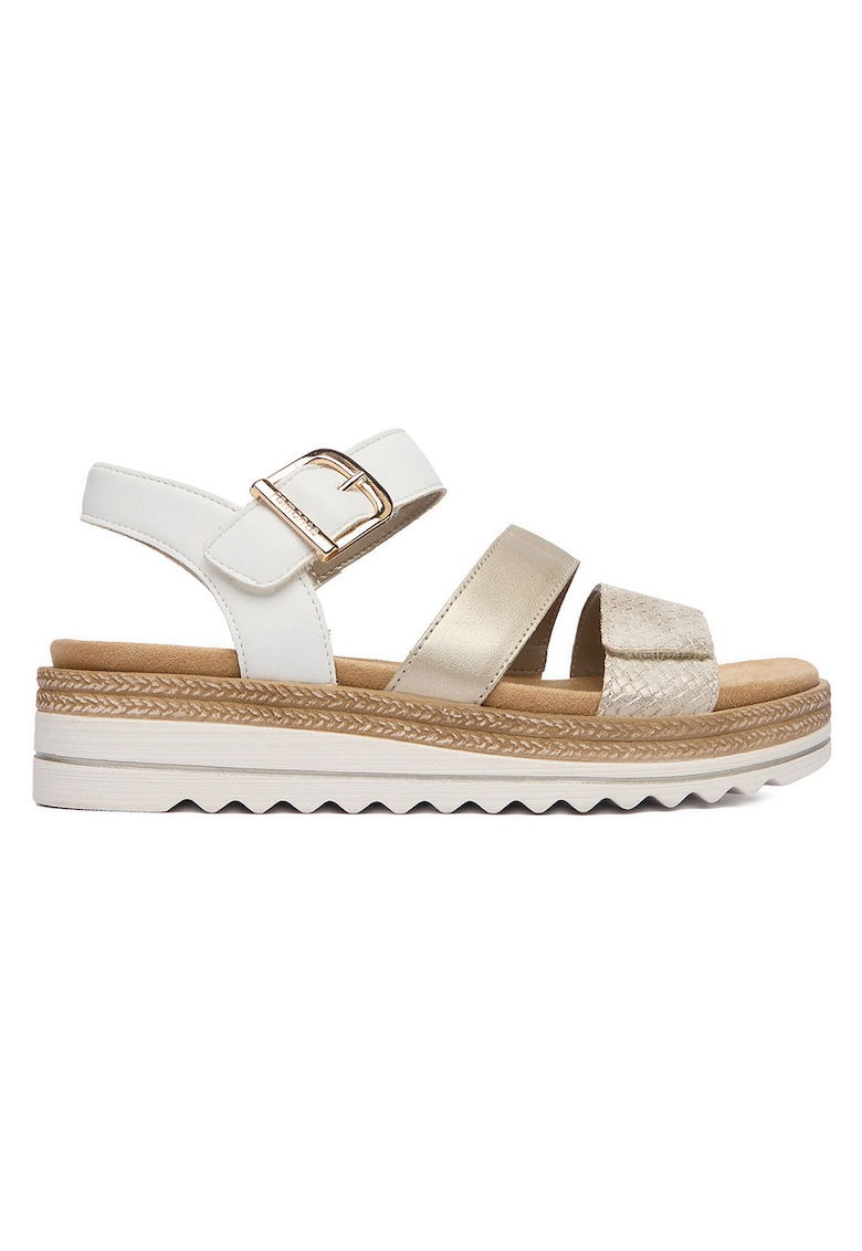 Sandale dama auriu - piele ecologica - inchidere velcro - material interior textil - Auriu