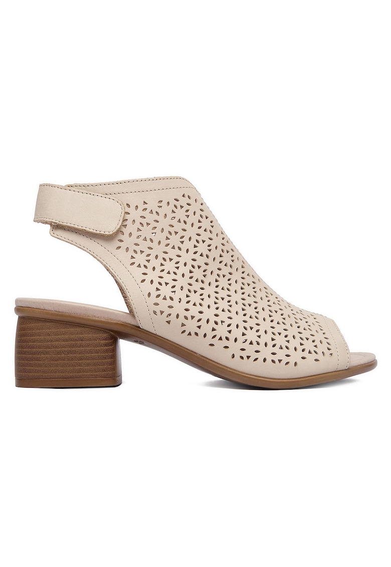 Sandale dama bej - piele naturala - sistem inchidere Velcro -