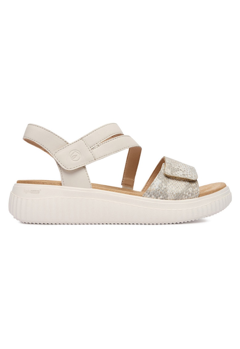 Sandale dama piele naturala - inchidere Velcro - Bej