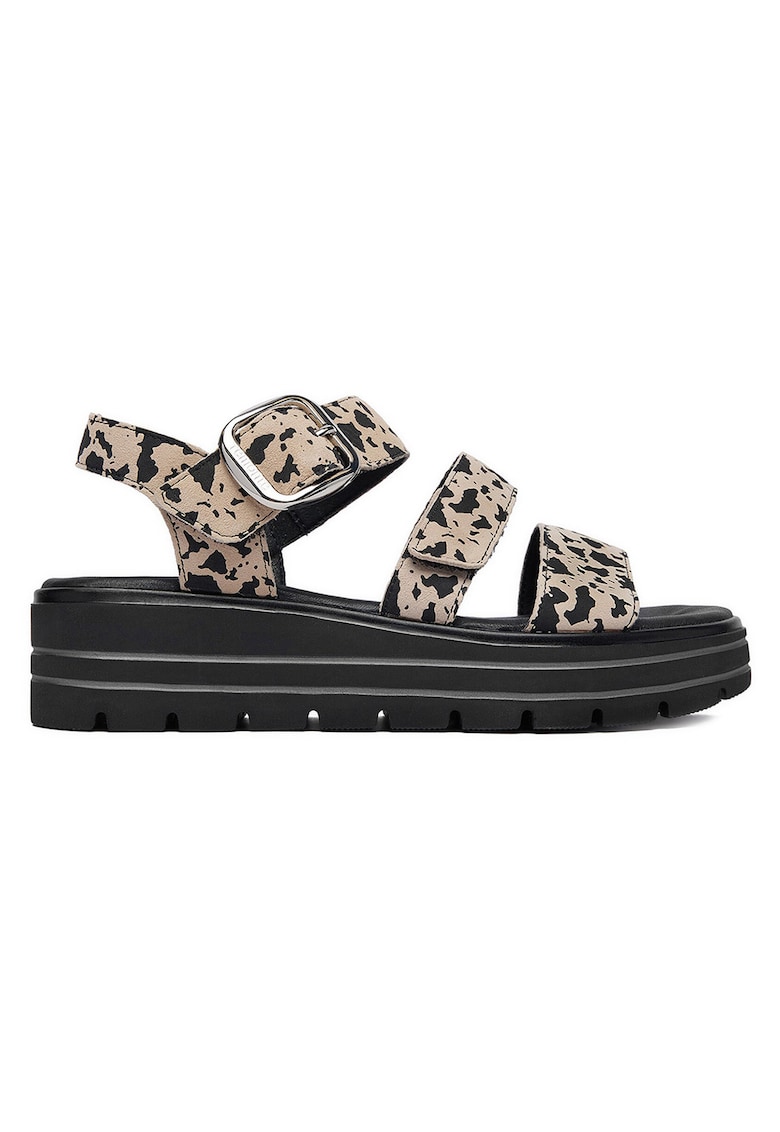 Sandale dama - bej - piele naturala - sistem inchidere Velcro