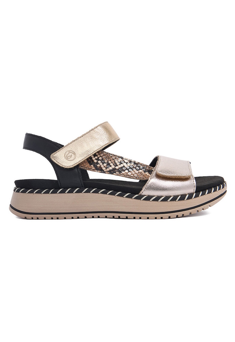 Sandale dama auriu - piele naturala - sistem inchidere Velcro -