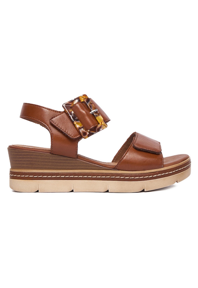 Sandale dama - catarama - piele naturala - maro -