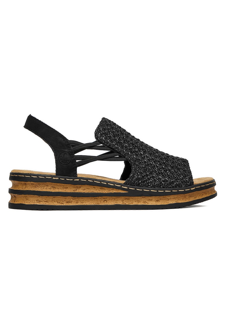 Sandale dama - piele ecologica - negru - material interior textil -