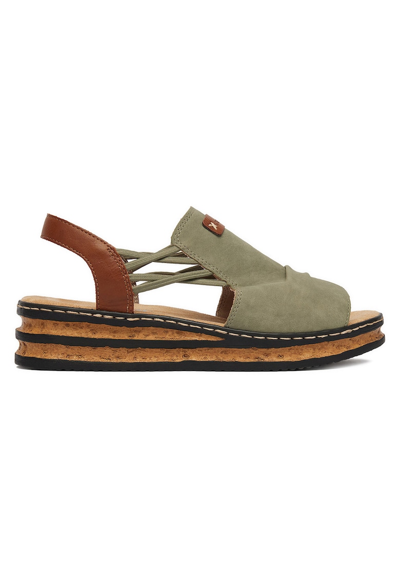 Sandale dama verde - piele ecologica - material interior textil
