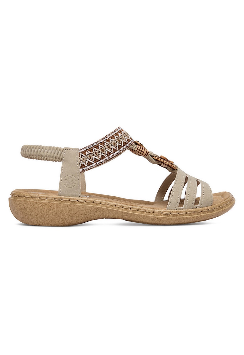 Sandale dama bej - piele ecologica - cu zirconii - tehnologie Antistress -