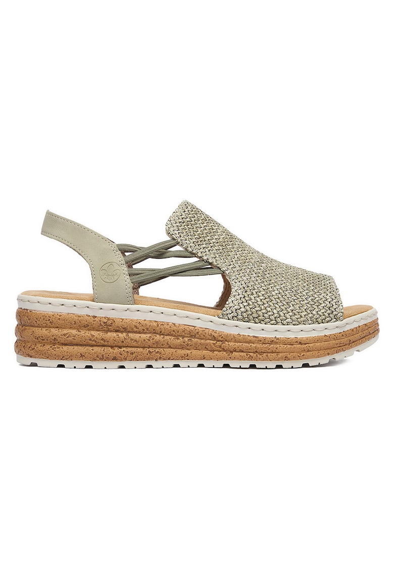 Sandale dama confortabile - toc tip pana - verde - imitatie de piele