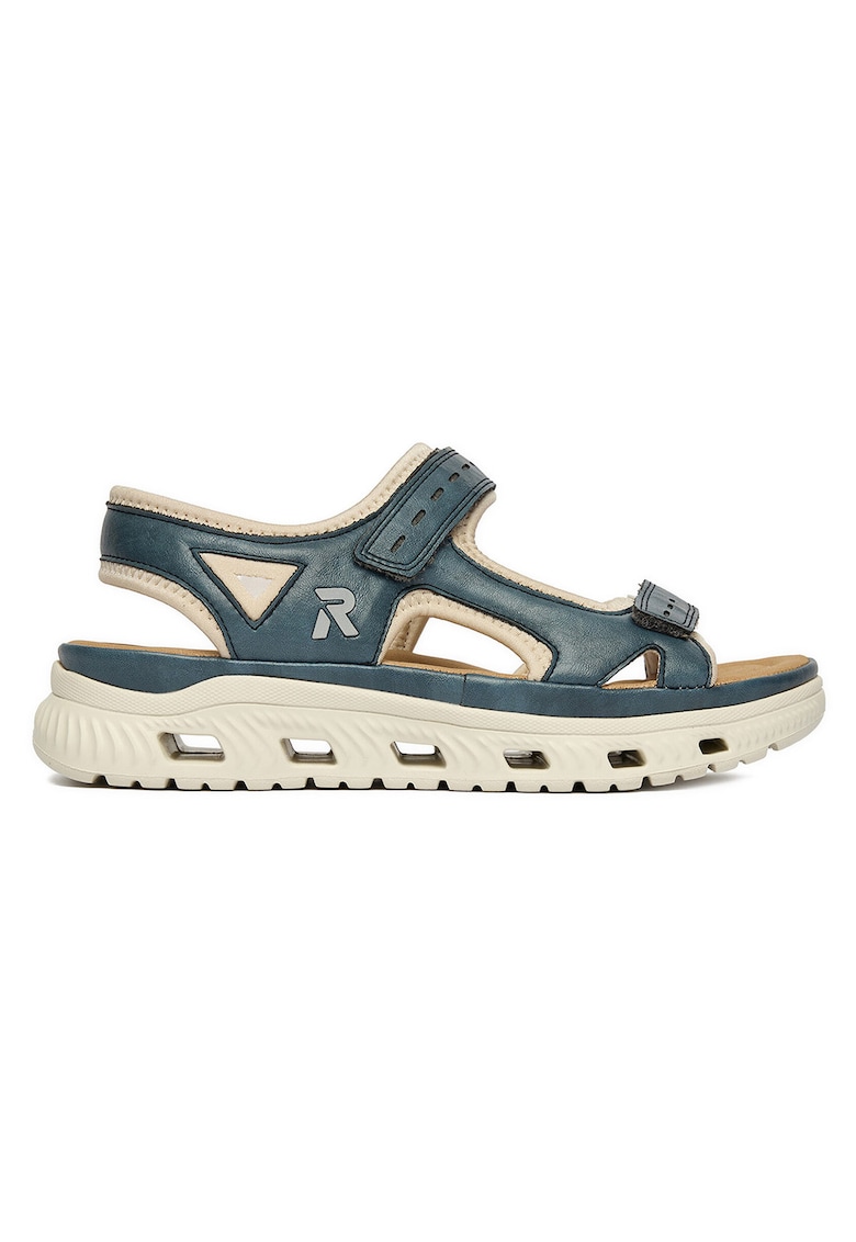 Sandale dama bleumarin - piele ecologica - inchidere velcro - design deschis