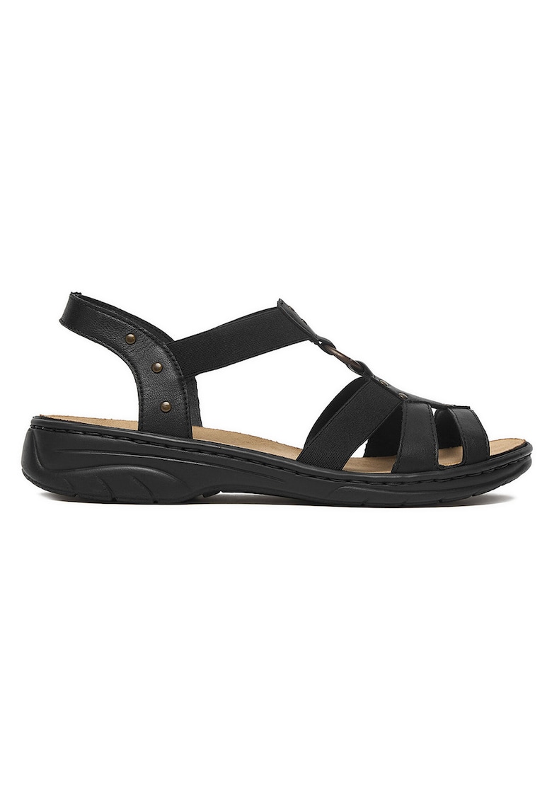Sandale dama - piele naturala - negru - material interior textil -