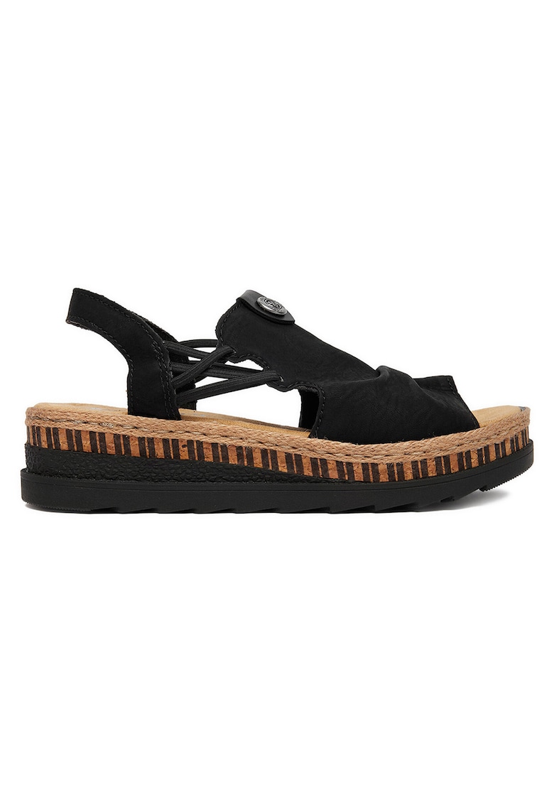 Sandale dama - piele ecologica - negru - material interior textil