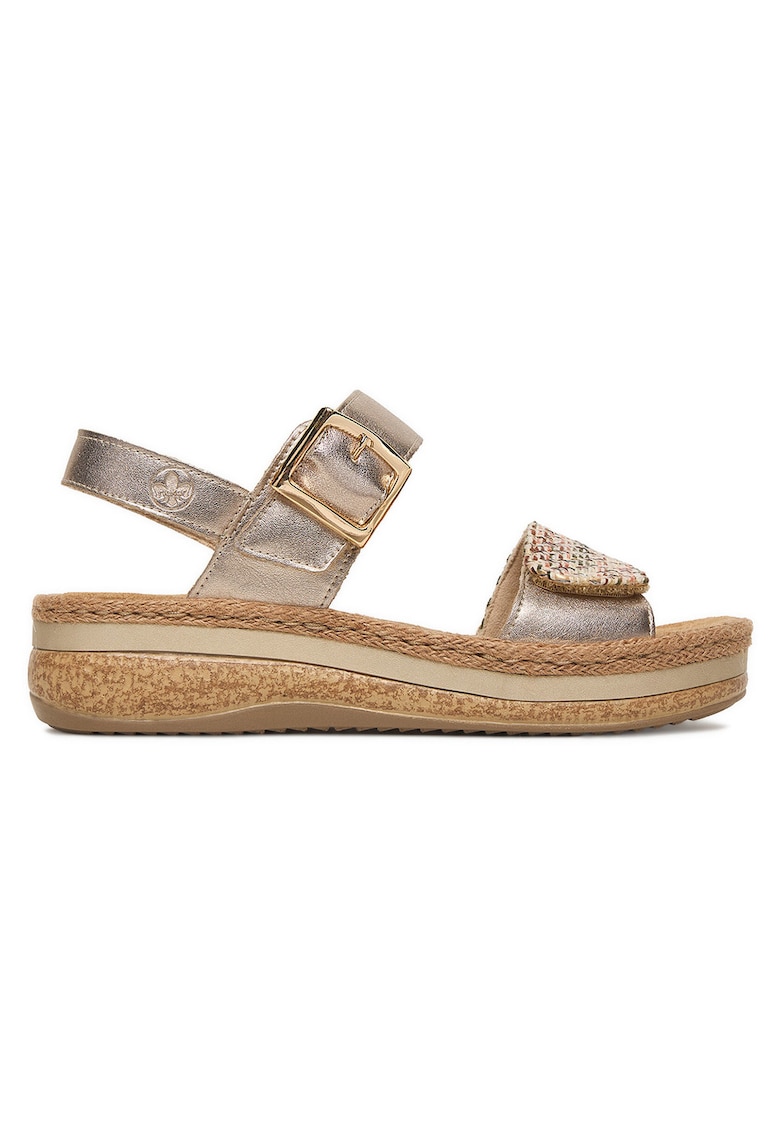 Sandale dama auriu - piele naturala - inchidere velcro - talpa groasa