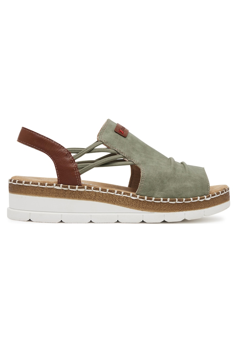 Sandale dama platforma - verde - material sintetic