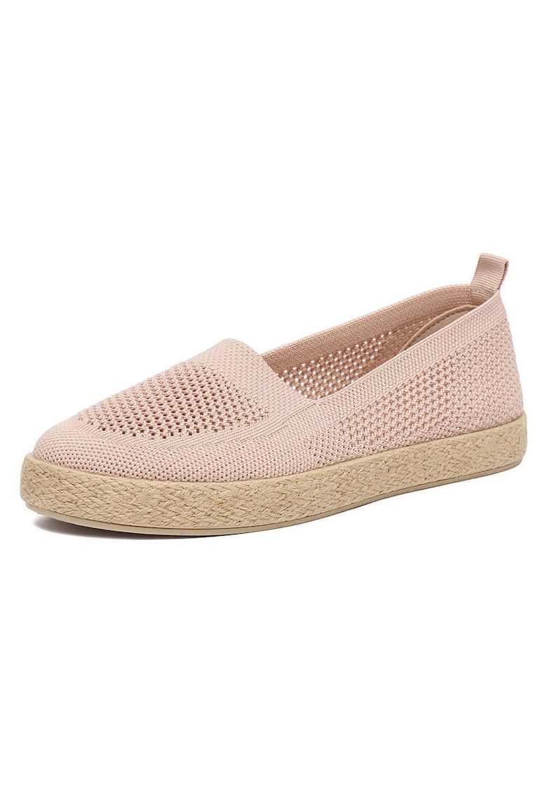 Espadrile dama roz - material textil - talpa plata - varf rotund