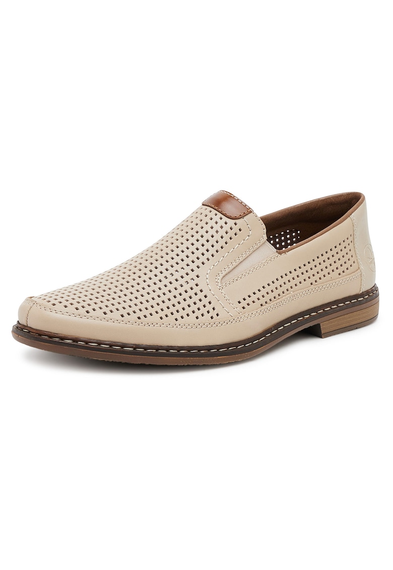 Pantofi barbatesti - bej - piele naturala - varf rotund