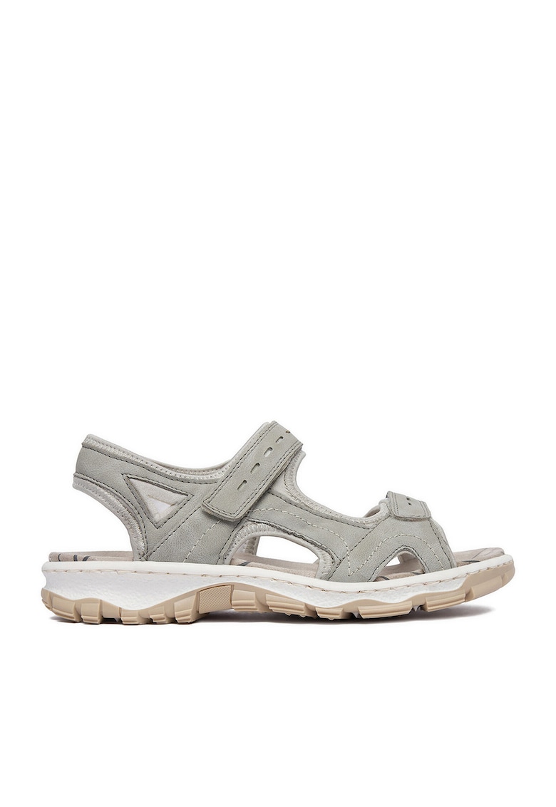 Sandale dama gri - piele ecologica - sistem inchidere Velcro -