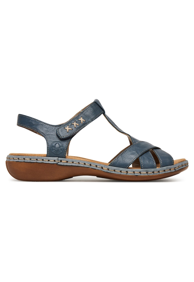 Sandale dama - velcro - piele naturala - albastru