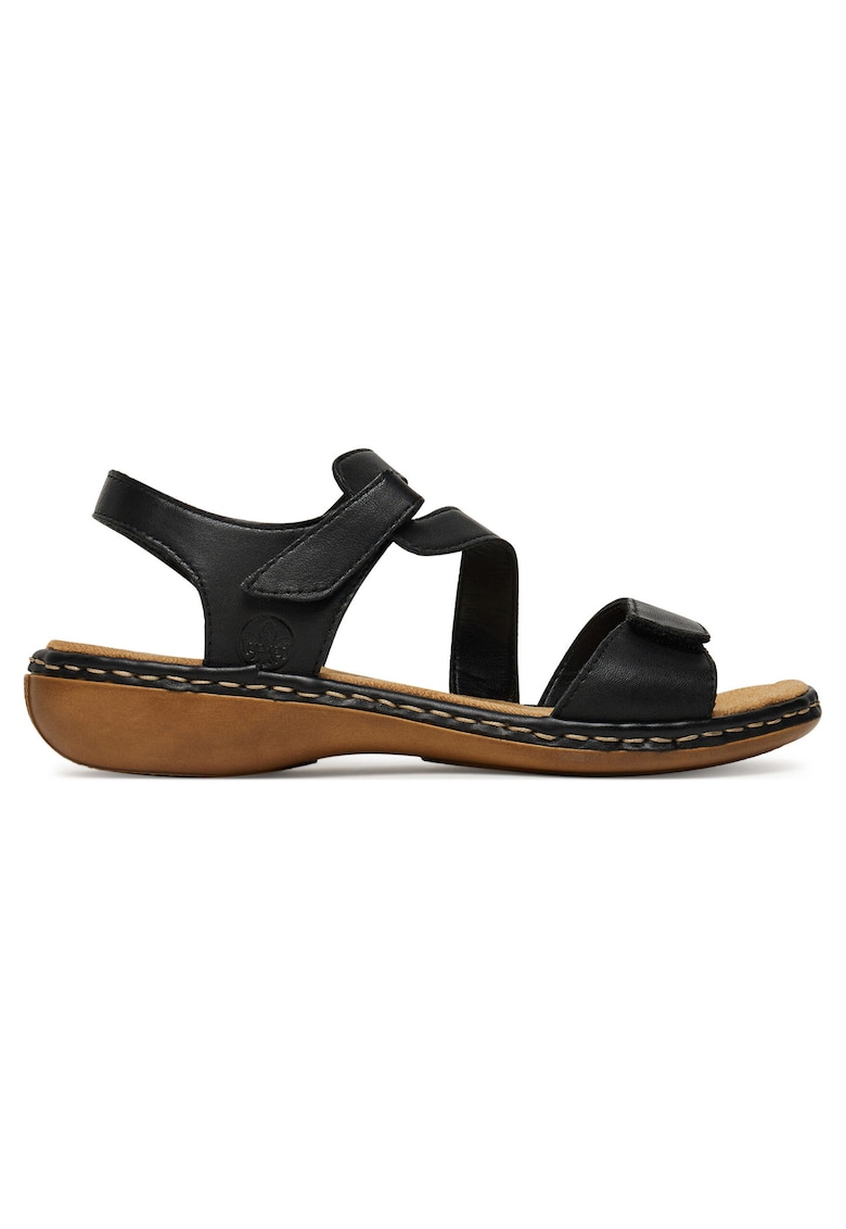 Sandale dama piele naturala - negru - velcro - Negru