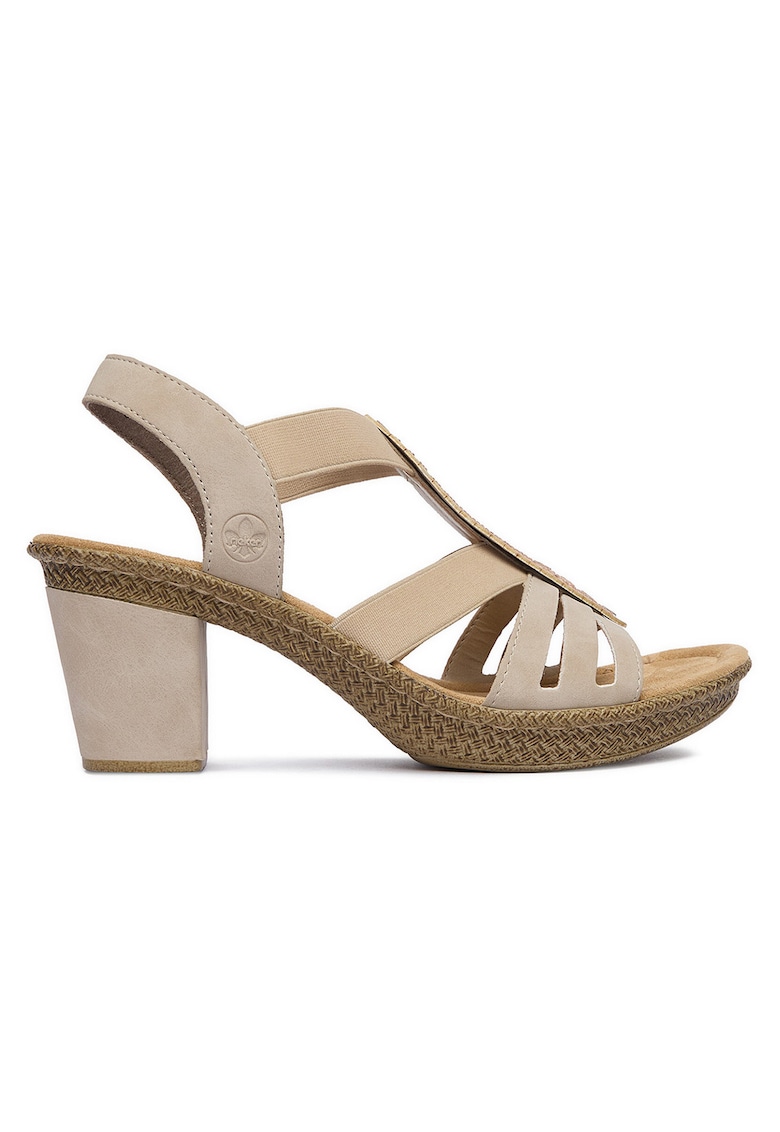 Sandale dama bej - piele ecologica - material interior textil
