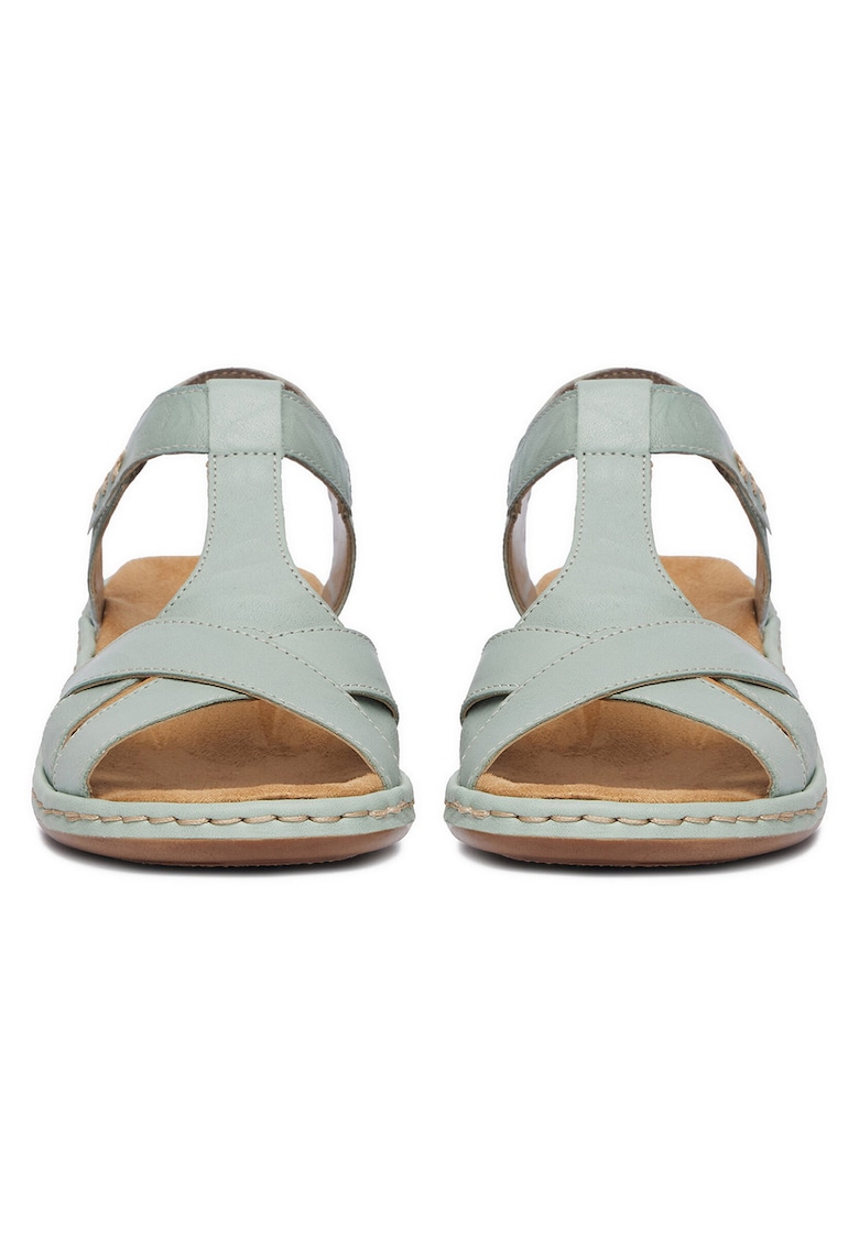 Sandale dama piele naturala - verde - sistem inchidere Velcro -