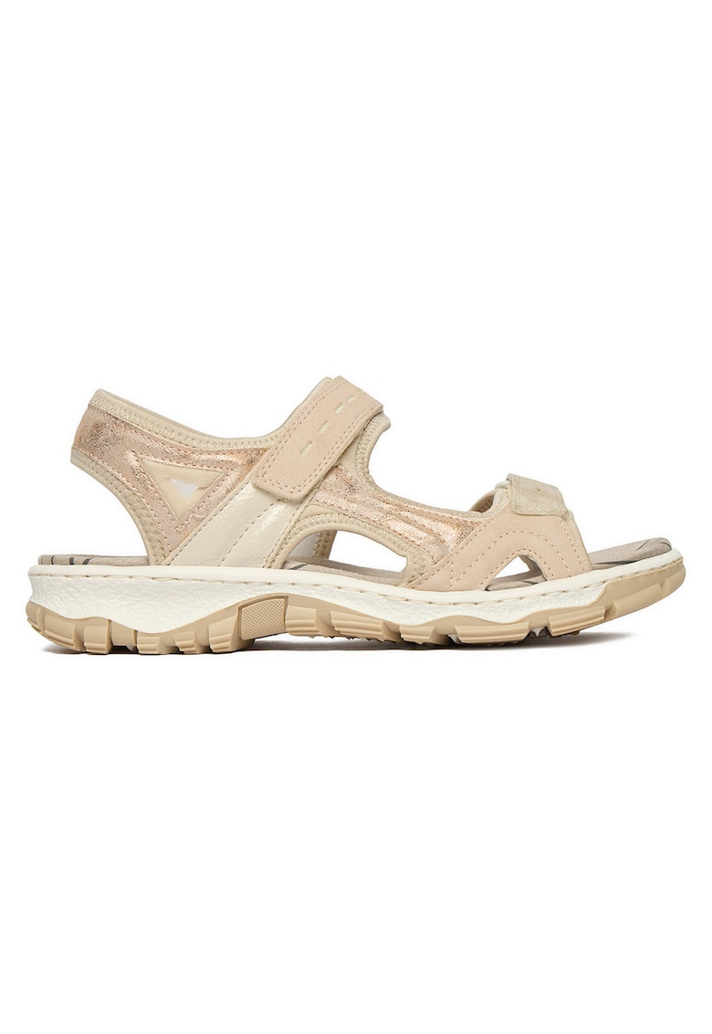 Sandale dama roz - piele ecologica - inchidere velcro - Roz