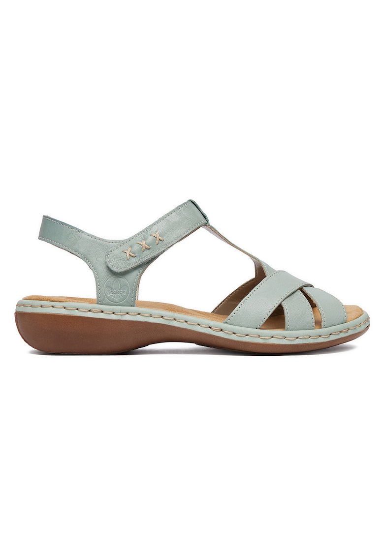 Sandale dama piele naturala - verde - sistem inchidere Velcro - material interior textil