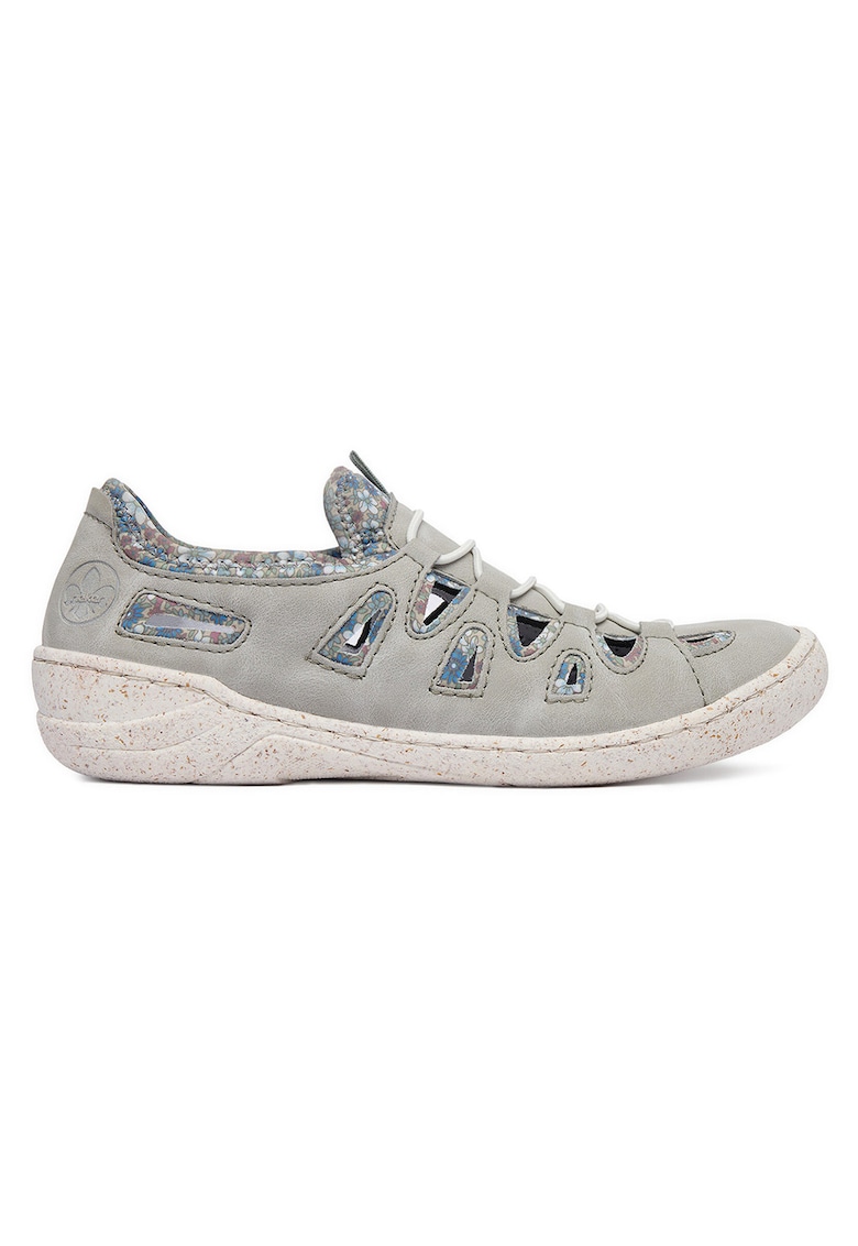 Pantofi dama gri - piele ecologica - interior din piele naturala - varf rotund -