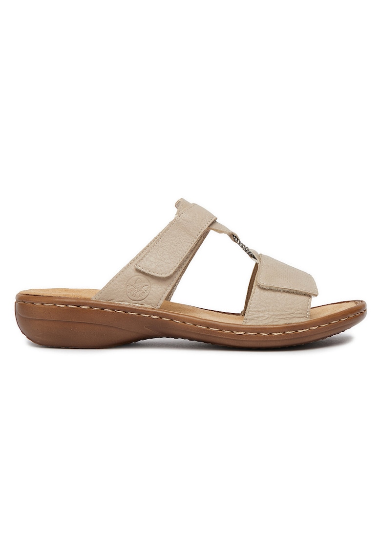 Papuci dama - bej - piele ecologica - material interior textil
