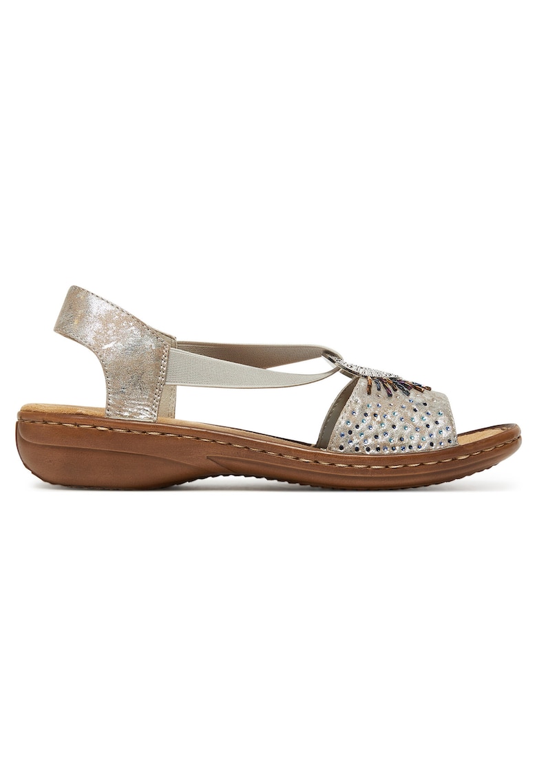Sandale dama - argintiu - gri - textil -