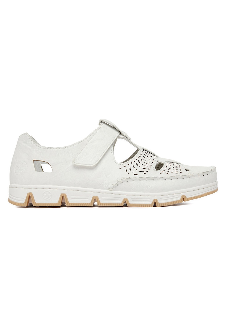 Pantofi dama piele naturala - alb - inchidere velcro - talpa profilata -