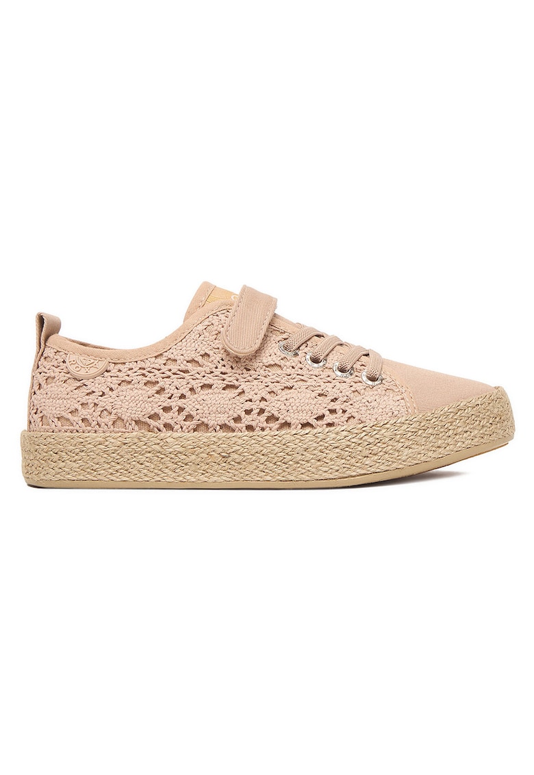 Espadrile pentru fete - bej - material textil - inchidere cu scai - stil casual