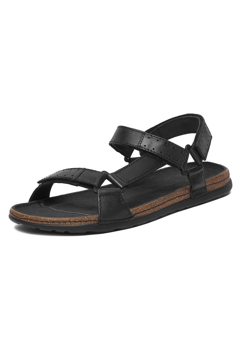 Sandale barbatesti piele naturala - negru - sistem inchidere Velcro