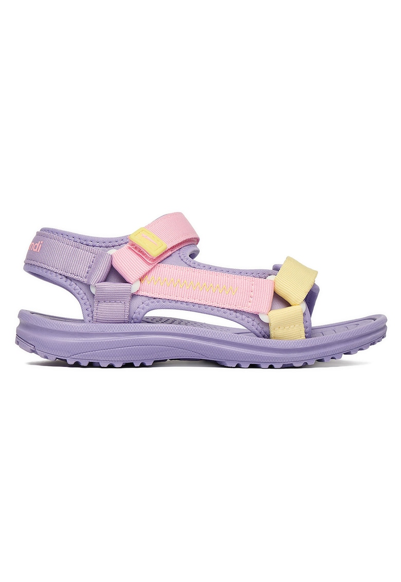 Sandale fete - multicolor - textil - sistem inchidere Velcro - Galben/Violet/Roz