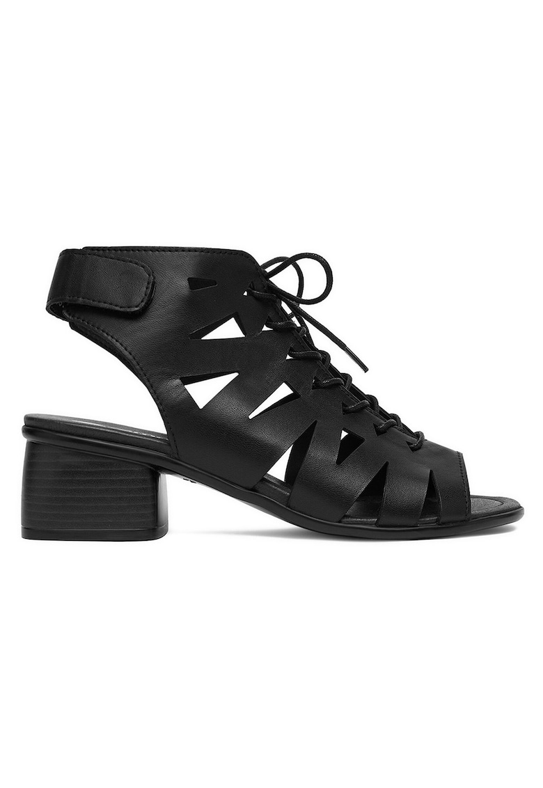 Sandale dama - velcro - piele naturala negru