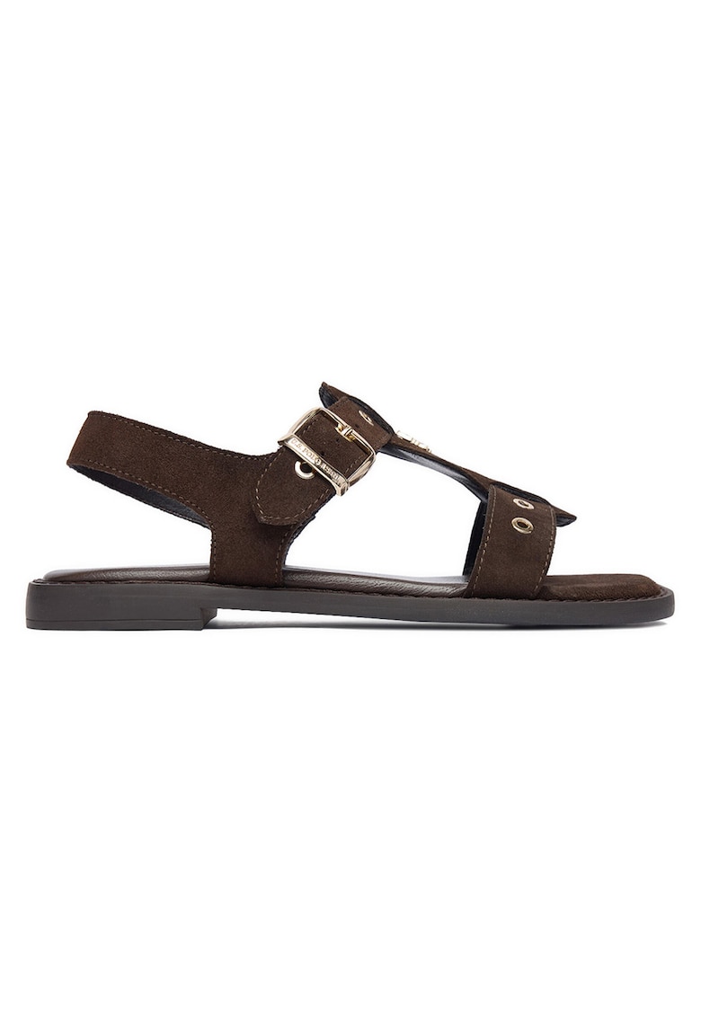 Sandale dama - catarama - piele naturala - maro -