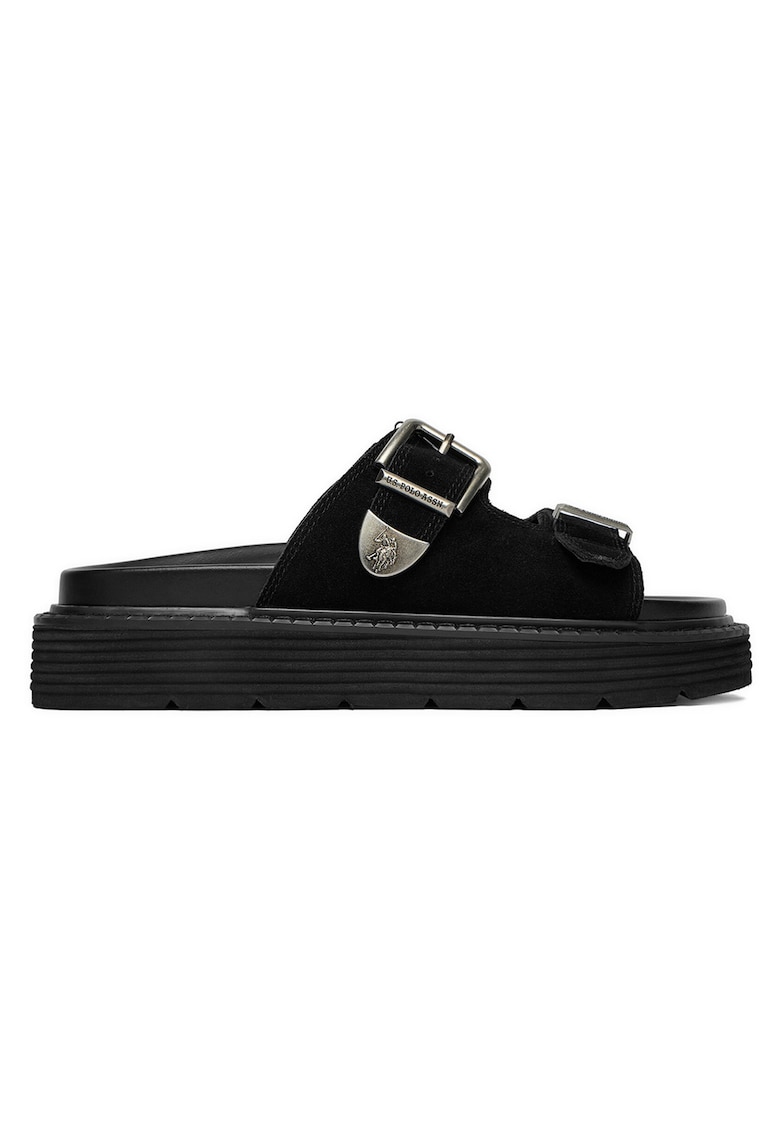 Papuci de dama piele naturala negru - Negru