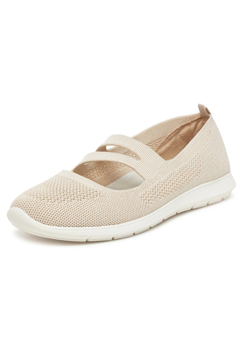 Pantofi pentru dama - bej - textil - varf rotund -