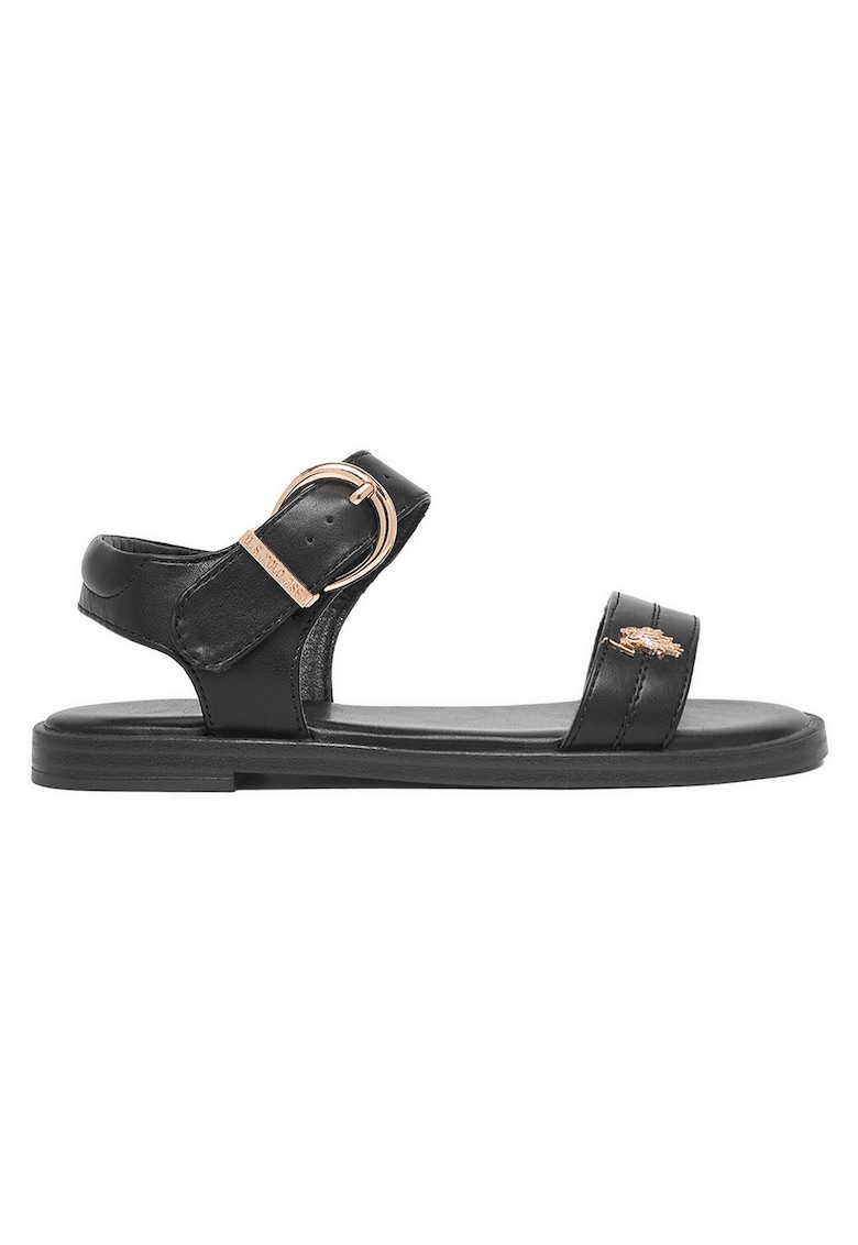Sandale copii negru - piele ecologica - catarama decorativa -