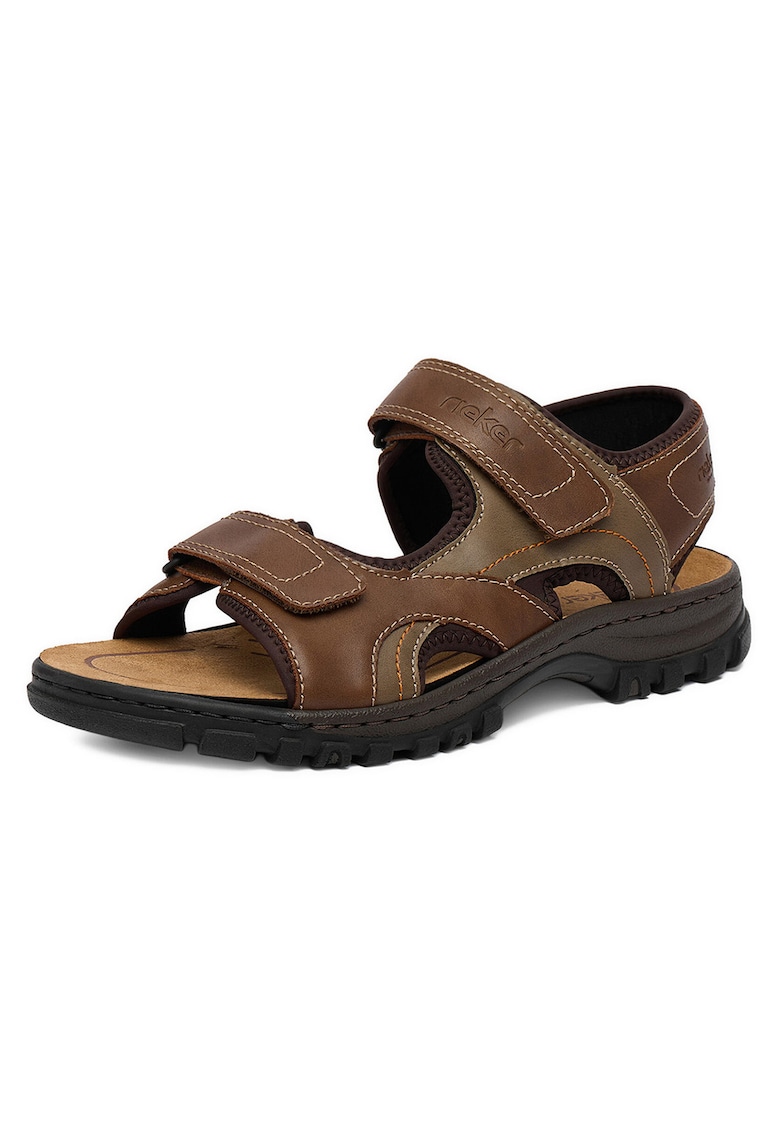 Sandale barbatesti velcro - maro - piele ecologica