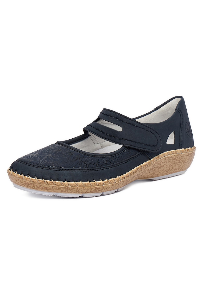 Pantofi dama bleumarin - piele ecologica - inchidere velcro - talpa usoara -