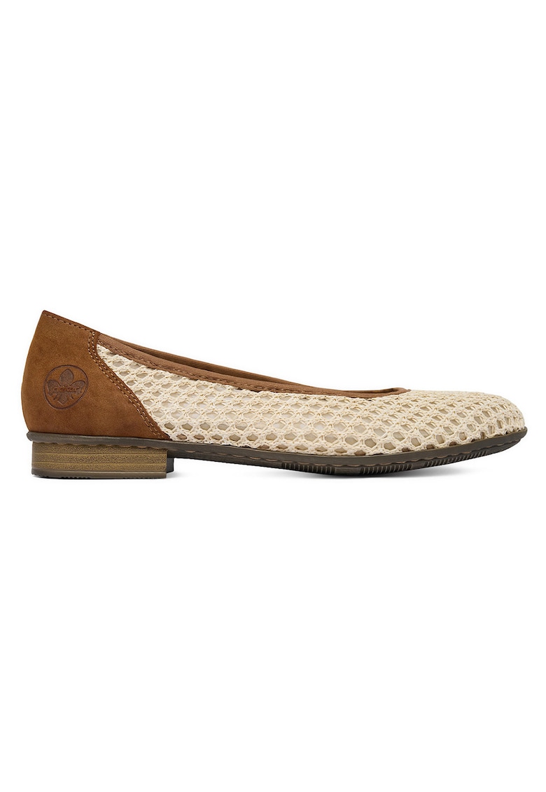 Balerini bej - piele ecologica - varf rotund -