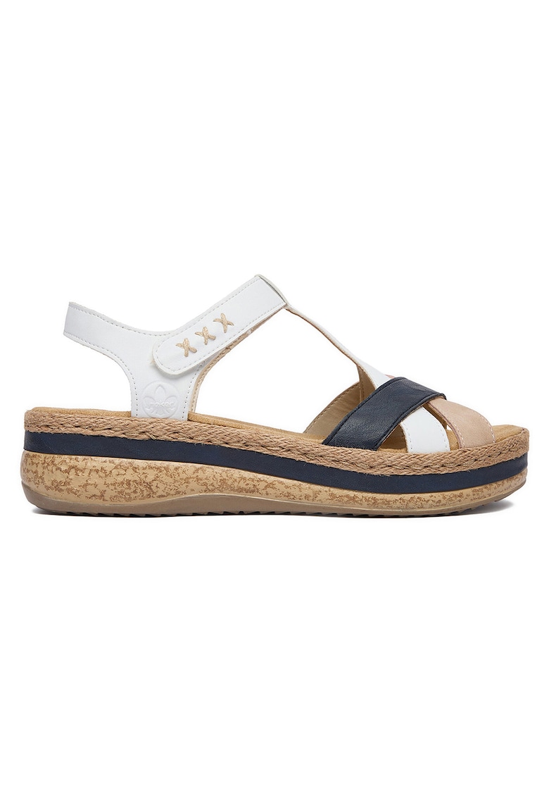 Sandale dama velcro - alb - piele ecologica