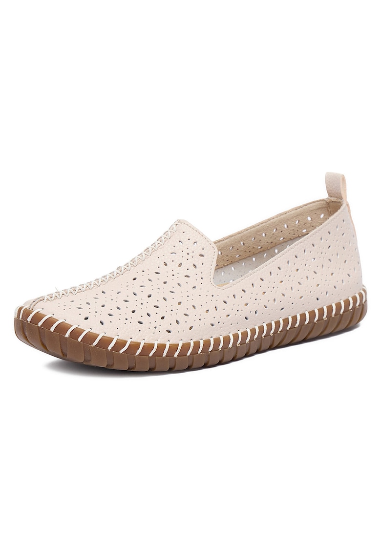 Mocasini dama - roz - piele naturala - varf rotund