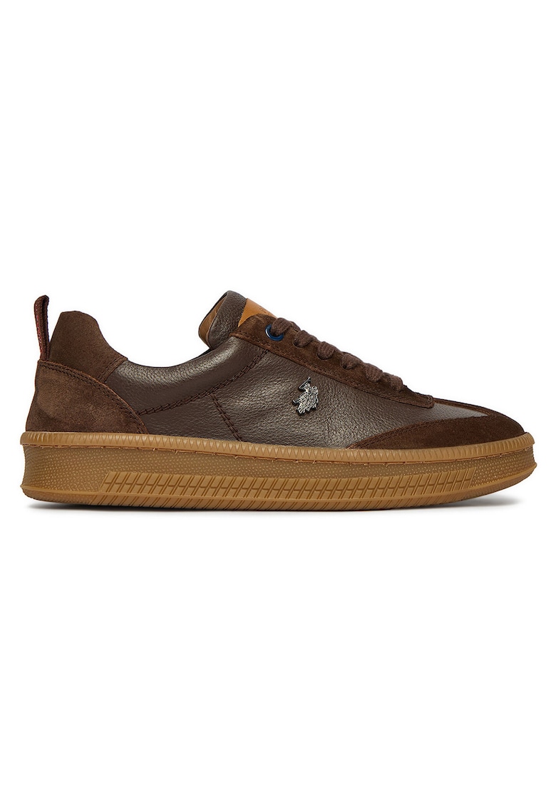 Pantofi sport dama - piele naturala - maro - inchidere cu siret
