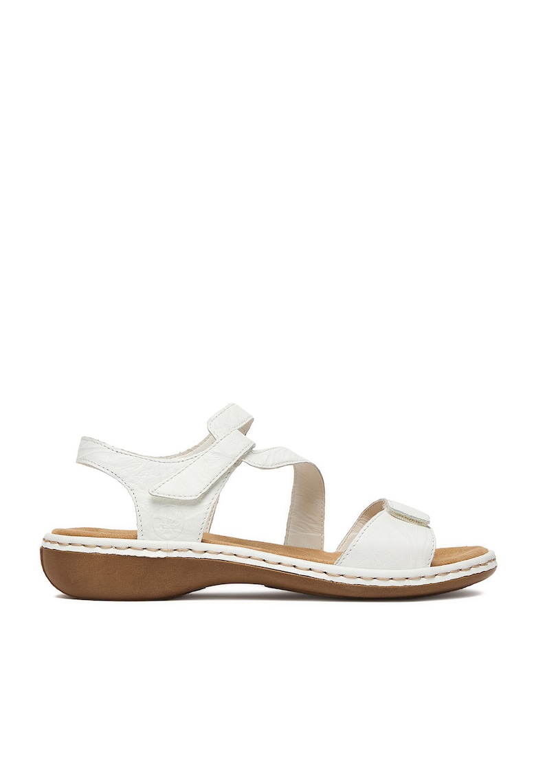 Sandale dama piele naturala - alb - inchidere velcro - material interior textil - Alb